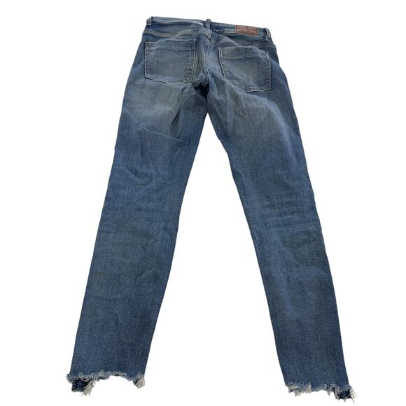 Zara Jeans Womens 2 Blue Distressed Raw Hem Skinny Mid‎ Rise Vintage Wash Denim - Picture 2 of 6
